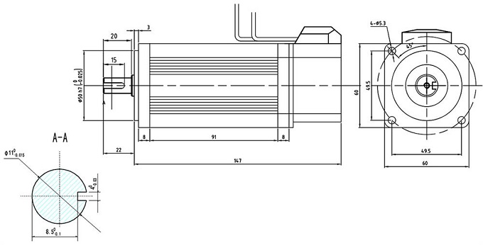 100 watt dc servo motor dimension